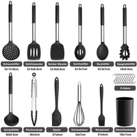 1 x RAW Customer Returns Herogo Silicone Kitchen Utensil Set, 22-Piece Black Cooking Utensils Cooking Cutlery Set with Utensil Holder, Heat-Resistant Kitchen Utensils with Stainless Steel Handle, Non-Stick Healthy - RRP €26.21