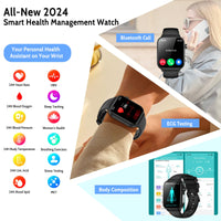 1 x RAW Customer Returns 2024 Smartwatch ECG HRV Uric Acid BMI Blood Pressure Monitor Men Women Health Watch with Phone Function SOS Button, 24H Heart Rate SPO2 Blood Pressure Body Temperature Sleep Monitor Fitness Watch for Android iOS - RRP €69.99