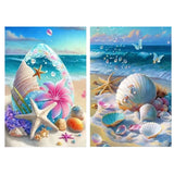 1 x Brand New 2 Pieces 5D Diamond Painting New Arrivals Diamond Painting Diamond Painting Seashell Beach Love Butterfly Star Sea Beach Sea Landscape DIY Living Room Decoration Diamond Painting, 30x40cm C  - RRP €19.2