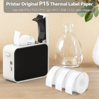 1 x RAW Customer Returns Pristar P15 Labels, 3 Rolls 12 mm 40 mm Self-Adhesive Thermal Ribbon Labels, Compatible with P15 Label Printer, Suitable for Home, Office, School, Warehouse Organization, White, 160 Labels Roll - RRP €17.09