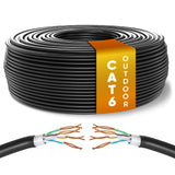 1 x RAW Customer Returns Mr. Tronic outdoor waterproof 50m Ethernet network cable Cat 6, LAN network cable for fast and reliable internet, AWG24 bulk cable Cat 6, 1 Gbps 250 MHz UTP CCA bulk cable 50 meters, black  - RRP €32.52