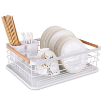 1 x RAW Customer Returns BTGGG Dish Drainer White Dish Drainer Dish Drainer with Drip Tray Cutlery Holder Dish Rack Drainer for Kitchen Sink 43 x 30.5 x 14 cm  - RRP €28.75