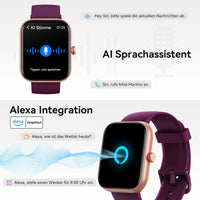 1 x RAW Customer Returns Smartwatch for men and women with phone function Alexa integrated - fitness watch 110 sports modes IP68 - 1.91 pedometer watch for Android iOS wristwatch with heart rate monitor SpO2 stress sleep monitor - purple - RRP €56.99