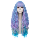 1 x RAW Customer Returns Mildiso Wig Colorful Women s Long Curly Wigs with Bangs and Wig Net for Women Rainbow Full Synthetic Synthetic Hair Unicorn Wig Children 001Q - RRP €22.18