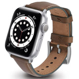 1 x RAW Customer Returns GerbGorb Apple Watch Strap Leather Compatible with Apple Watch Strap 49mm 45mm 44mm 42mm Leather Replacement Strap with iWatch Series Ultra SE SE2 8 7 6 5 4 3 2 1 Women Men Dark Brown Silver Buckle - RRP €22.99