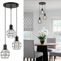 1 x RAW Customer Returns FORCOSO pendant light dining table 3 flames 25cm, dining room lamp black metal hanging lamp E27 dining table lamp 3 lampshades adjustable cord 150cm, vintage dining room lamp hanging kitchen living room - RRP €59.99