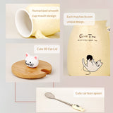 1 x RAW Customer Returns Cat Mug Cute Ceramic Coffee Mug with Kawaii Cat Wooden Lid and Lovely Stainless Steel Spoon Novelty Morning CupCoffee Milk Tea Mug - 3D Animal Cat Mugs for Cat Lover Woman - RRP €15.32