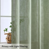 1 x RAW Customer Returns MIULEE curtains bedroom curtain green curtain living room linen look curtains with eyelets window semi-transparent curtain modern interior balcony door kitchen curtains 140 x 215 cm - RRP €33.29