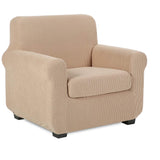 1 x RAW Customer Returns TIANSHU Armchair Cover, Stretch Sofa Cover, Includes 1 1-Seater Sofa Cover and 1 Matching Sofa Cushion Cover, Washable and Removable, Soft and Comfortable Sand  - RRP €34.99