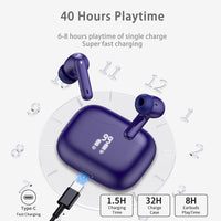 1 x RAW Customer Returns Bluetooth Headphones, Headphones Wireless Bluetooth 5.3 In Ear Headphones with 4 ENC Noise Cancelling Mic, Wireless Headphones Deep Bass Wireless Earbuds 40Hrs, IP7 Waterproof Earbuds, Dark Blue - RRP €32.99