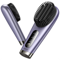 1 x RAW Customer Returns llano Hair Straightener Brush Cordless Straightening Brush Mini Hair Straightener Brush Safe Portable Straightening Brush for On the Go, 3 Temperature Settings Gossy Purple  - RRP €59.99