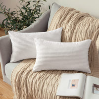 1 x RAW Customer Returns MIULEE Cushion Covers Corduroy Cushion Cover Decorative Cushion Cover Throw Pillow Sofa Cushion Cord Set of 2 Cushion Cover Decorative Cushion Covers Pillow for Sofa Couch Home Living Room 40 x 60 cm Pure White - RRP €22.92