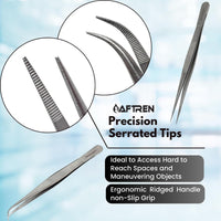 3 x Brand New Precision Serrated Tweezers Kit, Multifunction Stainless Steel Lab Tweezers, 2 Piece Set, Fine Tip, Straight and Curved Tips for Lab Student - RRP €75.6