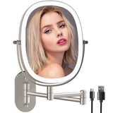 1 x RAW Customer Returns FUNTOUCH USB Rechargeable Cosmetic Mirror with LED Lighting, 1X 7X Magnification, Dimmable Shaving Mirror 3 Colors, Touchscreen Makeup Mirror, 360 Rotatable, Wall Mirror for Bathroom and Hotel - RRP €44.92