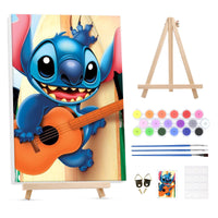 2 x Brand New GHHKUD Paint by Numbers Adults for Children, DIY Hand Painted Oil Painting Kit for Beginners and Adults With Frame Wooden Easel and Acrylic Paint Cartoon Paint by Numbers Girl As a Gift 20X30cm - RRP €40.8