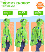 1 x RAW Customer Returns WAWSAM Video Game Rain Jacket Reusable Lightweight Rain Poncho for Kids Boys Go Win Level Up Waterproof Green Raincoat with Hood and Pouch Pocket - RRP €20.16