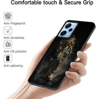 1 x Brand New Esakycn for Xiaomi Redmi Note 12 Pro 5G Case, Protective Case Black Silicone Flora Flower Pattern Motif Design Mobile Phone Case Ultra Thin Shockproof Flower Art Case Cover for Redmi Note 12 Pro 6.67 , Tiger1 - RRP €21.6