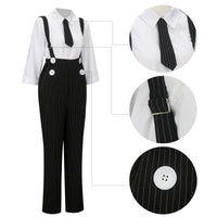 1 x RAW Customer Returns NUWIND 1920s Gangster Costume for Women Mafia Pinstripe Pants Overall Shirt Tie Hat 20s Outfit Vintage Gangster Boss Suit XL  - RRP €39.99