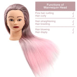 1 x RAW Customer Returns GUANJUNE Mannequin Head, Hairdresser Training Head Hairdresser, 26-28 inch 100 Synthetic Fiber Cosmetic Doll Head with Clamp Holder Hair Accessories Set, Gifts for Girls Gradient Pink  - RRP €25.42