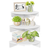 1 x RAW Customer Returns Alsonerbay corner shelf kitchen white corner shelves wall, wall shelf wood set of 3 floating shelves small wall shelves rustic style for bedroom, living room, kitchen, corner, children s room for plants, books - RRP €35.99