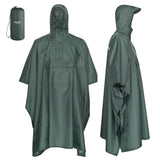 1 x RAW Customer Returns AWHA rain poncho for men and women, waterproof and extra long for hiking, riding, cycling - outdoor rain protection, reusable with bag, dark green, L XL - RRP €30.24