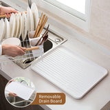 1 x RAW Customer Returns BTGGG Dish Drainer White Dish Drainer Dish Drainer with Drip Tray Cutlery Holder Dish Rack Drainer for Kitchen Sink 43 x 30.5 x 14 cm  - RRP €28.75