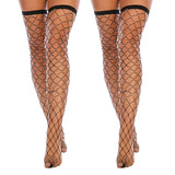 1 x Brand New RoomTour Thigh High Socks Stockings for Rhinestones Fishnet Stockings Women Hold-ups Fishnet Women 2 Pairs Black Black - RRP €22.8