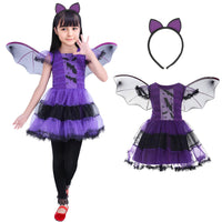 1 x RAW Customer Returns Formemory Bat Costume for Girls 3 Pieces Halloween Costume with Headwear Bat Wings Girls Dress 140, Purple  - RRP €19.2