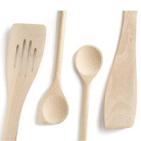 3 x Brand New Wooden kitchen utensils, Set of 4, complete set, beech spatulas, Made in EU, 1 large sauce spoon 30cm, 1 mortise spatula 30cm, 1 beveled spatula 30cm, 1 pastry spatula - RRP €41.97