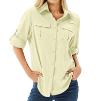 1 x RAW Customer Returns yeyity shirt blouse women UPF 50 UV protection long-sleeved shirt women outdoor hiking shirt safari clothing women breathable quick dry casual tops sports tops 5071, yellow, S  - RRP €34.99