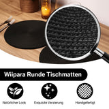 1 x RAW Customer Returns wiipara Set of 12 Round Placemats Washable, 34 cm Woven Placemats Heat-Resistant with Coasters, Placemats Black Round for Kitchen, Christmas, Party, Wedding Black  - RRP €17.14