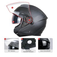 1 x RAW Customer Returns NENKI jet helmets, half helmets, scooter helmet, crash helmet, chopper helmet, motorcycle helmet ECE 22.06 with double visor sun visor for women, men, adults - RRP €110.92