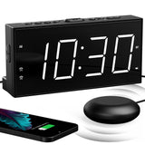 1 x RAW Customer Returns Mesqool Digital Alarm Clock, Loud Vibration Alarm Clock with Bed Shaker, Loud Alarm Clock for Deep Sleepers, Dual Alarm, USB Charger, Large Display, Easy to Set, Daylight Saving Time 12 24H, Dimmer - RRP €26.54