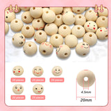 1 x Brand New Mengtech 100pcs Wooden Face Beads 20mm Face Wooden Beads Round Wooden Beads with Hole for DIY Necklace Bracelet 5 Types - RRP €22.8