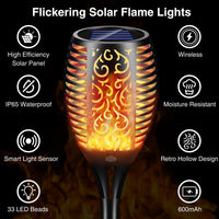 6 x Brand New Solar garden torches 4-pack, Jonwall solar flame light solar lamps for outdoors 33LED solar lights with flame effect, IP65 waterproof garden lights for gardens, lawns, paths, yards, driveways - RRP €176.88