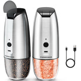 1 x RAW Customer Returns Salt and pepper mill electric USB rechargeable pepper mill electric set with LED light, automatic electric spice mill adjustable coarseness salt mills 2-pack - RRP €32.99