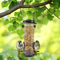 1 x RAW Customer Returns Urban Deco Hanging Bird Feeder, Metal Bird Feeder for Wild Birds, 2 Ports, Heavy Duty, Squirrel Proof, 2 Pack, Coffee - RRP €18.14