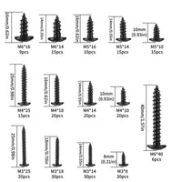 13 x Brand New Self-tapping screws, 440 pieces flat head sheet metal screws assortment kit, Phillips screws, flat head screws, cross countersunk screws set, wood machine screws - M3 M3.5 M4.2 M4.8 - RRP €137.15