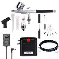 1 x RAW Customer Returns Sagud Mini Airbrush Kit with portable airbrush compressor gravity fed with double-acting airbrush for cake decoration, hobby, crafts, nails, make-up with airbrush cleaning kit - RRP €59.99