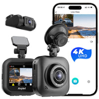 1 x RAW Customer Returns Dashcam car with front and rear 4K 1080P, WiFi car camera with loop recording, APP control, 170 wide angle and super night vision, WDR, G-sensor, 24 hour parking monitoring motion detection, super capacitor - RRP €99.99