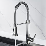 1 x RAW Customer Returns Kitchen faucet with pull-out sprayer, spring faucet kitchen with pull down sprayer shower, 360 swivel hot and cold water sink faucets brushed nickel  - RRP €53.99