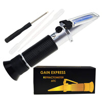 1 x RAW Customer Returns GAIN EXPRESS 0-32 Brix Refractometer ATC High Concentrated Sugar Solution Content Testing Tool 0.2 Division, Homebrew Tester Meter, Brandy Beer Fruit Vegetable Juices Soft Drinks - RRP €23.99