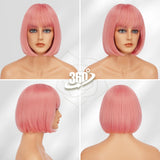 1 x RAW Customer Returns BARSDAR Pink Short Wig with Bangs, 30cm Short Pink Bob Wig Straight Bob with Bangs Wig for Women Natural Looking Heat Resistant Synthetic Wig Daily Party Halloween Pink  - RRP €23.41