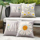 1 x RAW Customer Returns MIULEE Pack of 4 Cushion Covers Outdoor Waterproof Linen Pillow Waterproof Pillowcase Printed Cushion Cover For Tent Park Bed Sofa Chair Bedroom Decorative Balcony 45x45cm Gray Floral - RRP €22.54