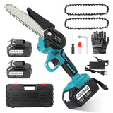 1 x RAW Customer Returns Mini Cordless Chainsaw ASUNCELL 6-inch Cordless Chainsaw with 2 5.5Ah Batteries One-handed Chainsaw for Men with Safety Lock Hand Chainsaw for Wood Cutting Tree Pruning - RRP €54.44