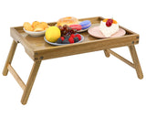 1 x RAW Customer Returns VaeFae Acacia Bed Table Tray, Wooden Breakfast Tray with Folding Legs, Bed Tray for Food and Laptop, Dining Trays for Bedroom - RRP €35.76