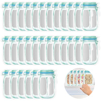 1 x RAW Customer Returns Pack of 30 Food Storage Bags, Mason Jar Zip Bags, Reusable Spice Storage Bags, Snack Containers, Airtight Seal Bags for Travel, Camping, Picnic - RRP €14.99