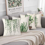 1 x RAW Customer Returns BIHEE Cushion Cover 40 x 40 cm Linen Cushion Covers Set of 4 Green Leaf Decorative Cushion Cover Pillow Case for Sofa Bedroom Garden Outdoor - RRP €19.15