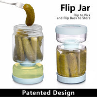 1 x RAW Customer Returns WhiteRhino Flip Mason Jar with Strainer and Lid,1L Olive Hourglass Container,Upside Down Pickle,Storage Holder for Olive, Kimchi,Jalapenos,Leak-Proof Airtight Lid - RRP €25.99