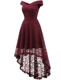 1 x RAW Customer Returns Homrain Women s Elegant Lace Dress Bridesmaid Dresses Festive Party Knee-Length Cocktail Dress Off Shoulder Rockabilly Retro Dress Evening Dresses Burgundy S - RRP €45.99